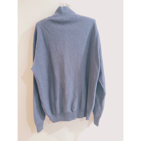 Polo Ralph Lauren Men's Quarter Zip Pullover Sweater Blue Pima Cotton Size L - Picture 4 of 4